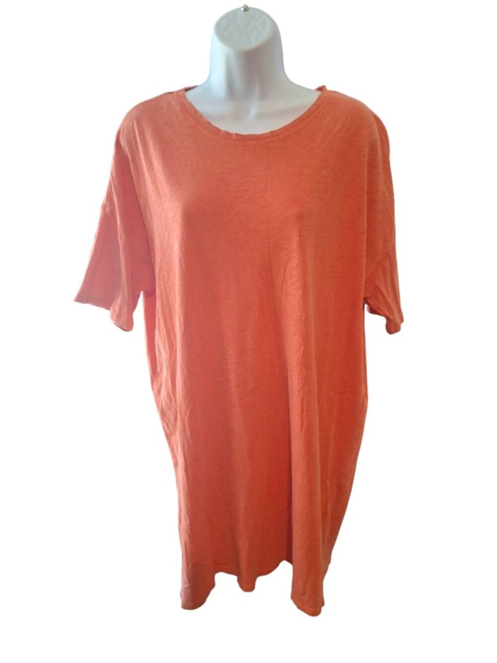 Z Supply Womens S Coral Orange Slub Cotton Oversized Tee Coastal Boho Casual